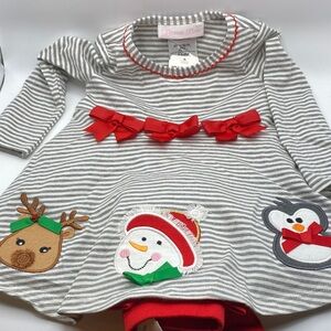 Bonnie Baby Gray and Red Striped Holiday Set. ( Will put in mail today) size 3-6